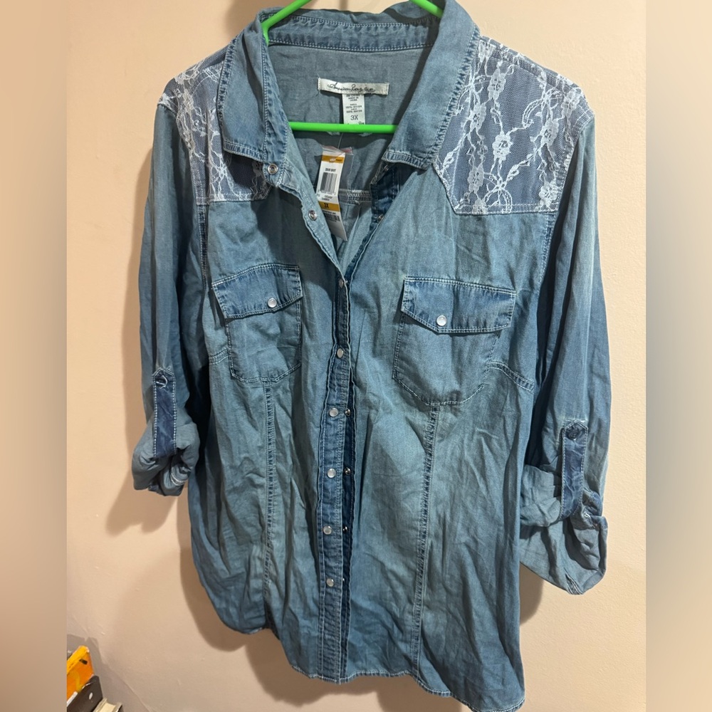 Button Up Blue Jean Shirt